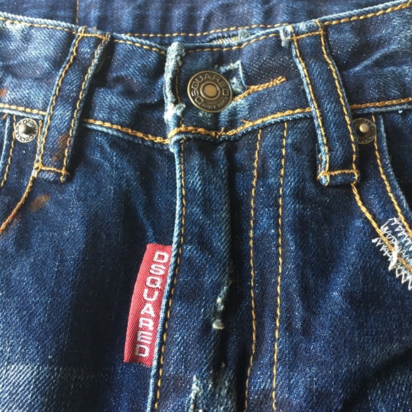 NWOT DSquared Slim Distressed Paint Denim Jeans - Picture 4 of 12
